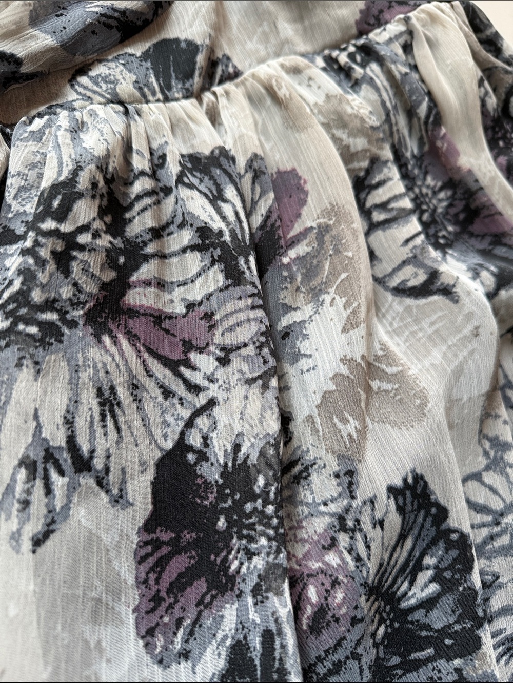 C. Luce Strapless Floral Empire Waist Mini Dress, Ruffle Hem, Size M - Picture 15 of 15